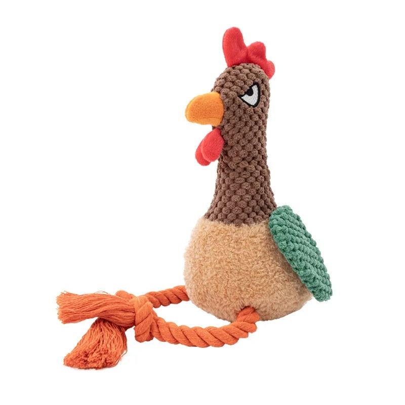 Small Plush Chicken Rope Toy with squeaker