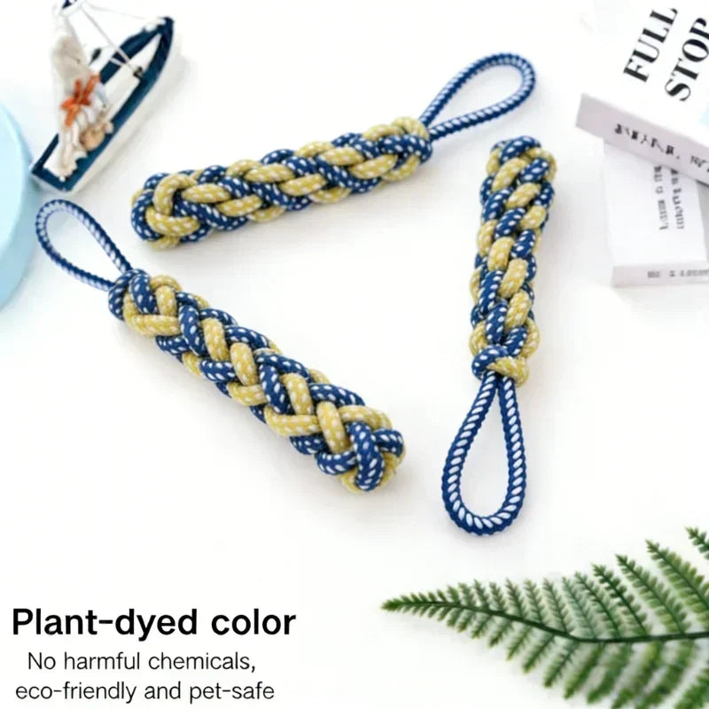 Plant-Dyed Cotton Rope Dog Chew Toy, Carrot Corn Stick & Dumbbell Shaped - Teeth Cleaning & Bite-Resistant for Small Medium Dogs