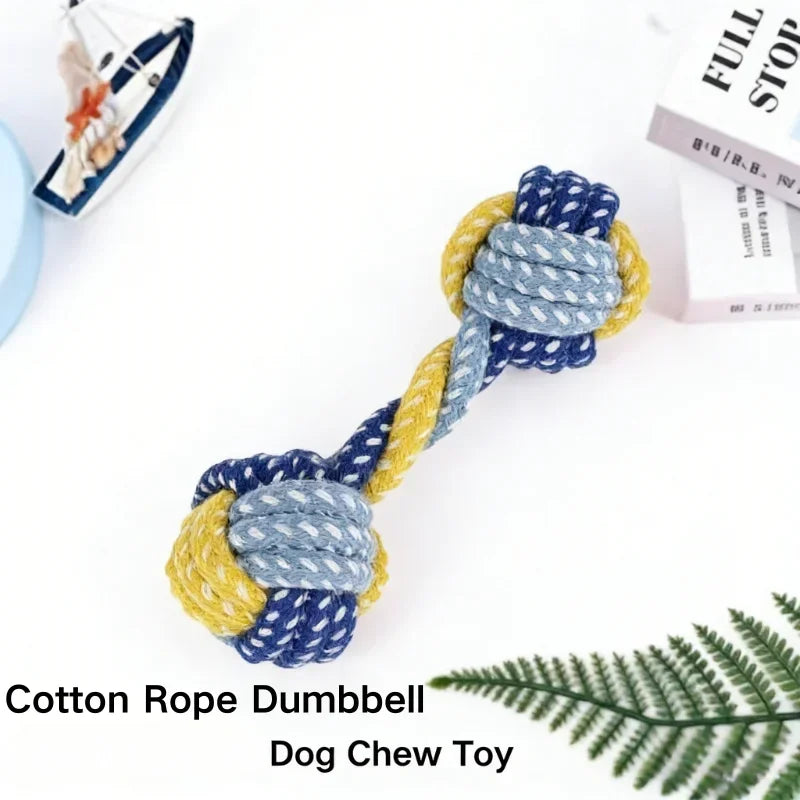 Plant-Dyed Cotton Rope Dog Chew Toy, Carrot Corn Stick & Dumbbell Shaped - Teeth Cleaning & Bite-Resistant for Small Medium Dogs