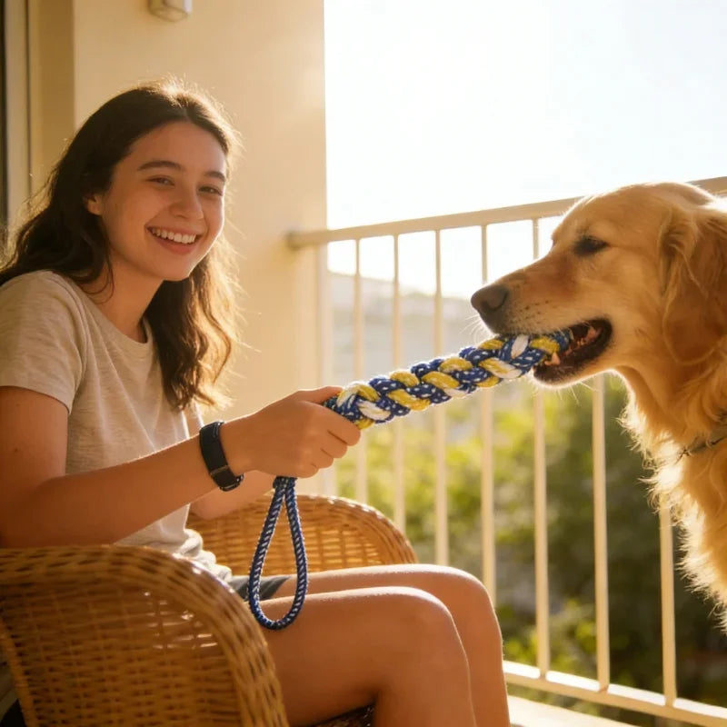 Plant-Dyed Cotton Rope Dog Chew Toy, Carrot Corn Stick & Dumbbell Shaped - Teeth Cleaning & Bite-Resistant for Small Medium Dogs