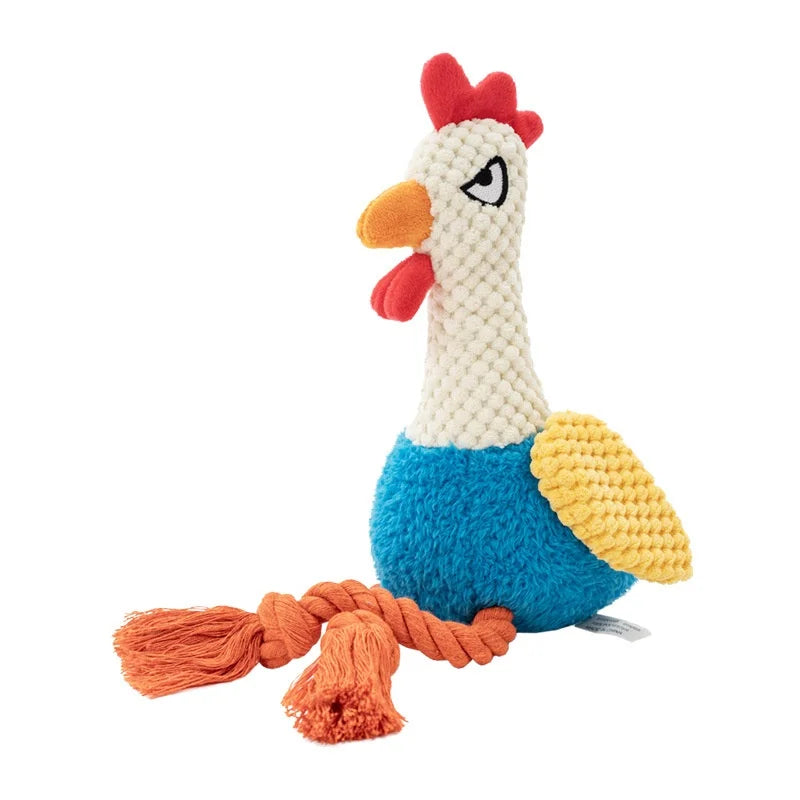 Small Plush Chicken Rope Toy with squeaker
