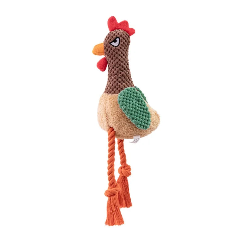 Small Plush Chicken Rope Toy with squeaker