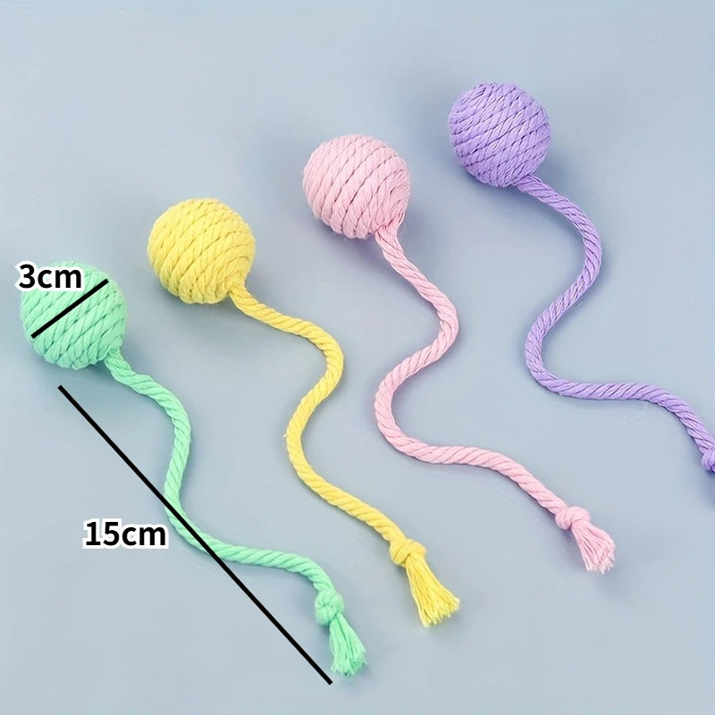 4Pcs/set Colorful Cotton Rope Ball Cat Toys Interactive Pet Toy for Cats Kittens