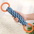 Double-Handle Braided Rope Knot Toy in Blue and Orange