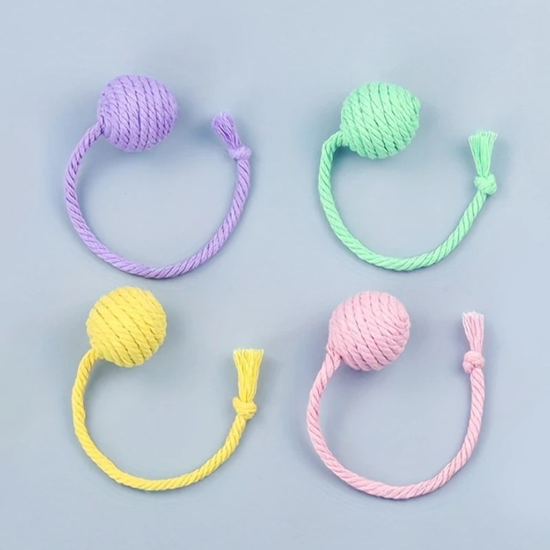 4Pcs/set Colorful Cotton Rope Ball Cat Toys Interactive Pet Toy for Cats Kittens