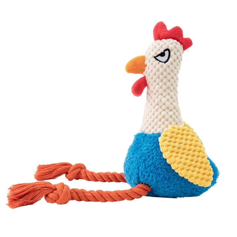 Small Plush Chicken Rope Toy with squeaker