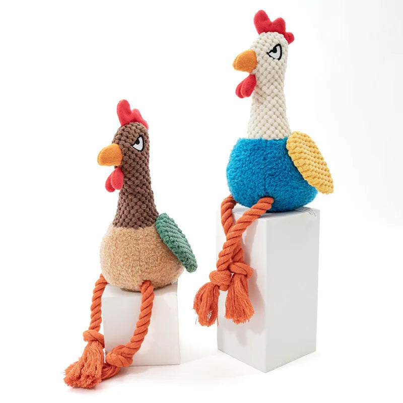 Small Plush Chicken Rope Toy with squeaker