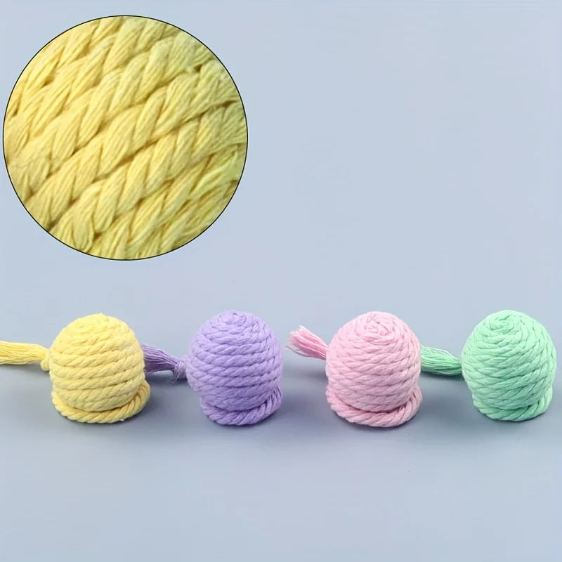 4Pcs/set Colorful Cotton Rope Ball Cat Toys Interactive Pet Toy for Cats Kittens