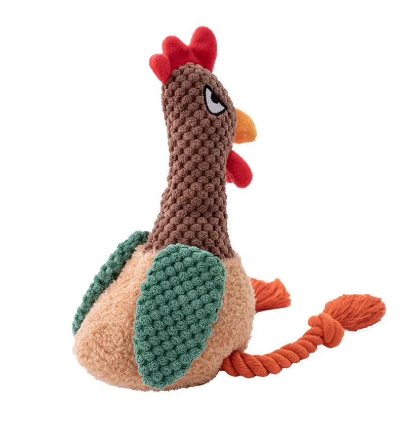 Small Plush Chicken Rope Toy with squeaker
