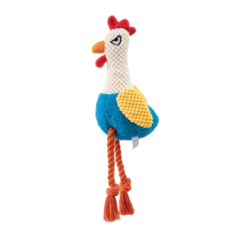 Small Plush Chicken Rope Toy with squeaker