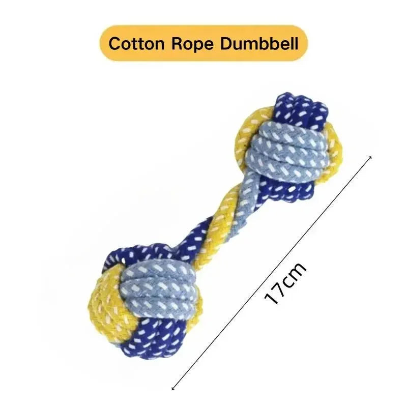 Plant-Dyed Cotton Rope Dog Chew Toy, Carrot Corn Stick & Dumbbell Shaped - Teeth Cleaning & Bite-Resistant for Small Medium Dogs
