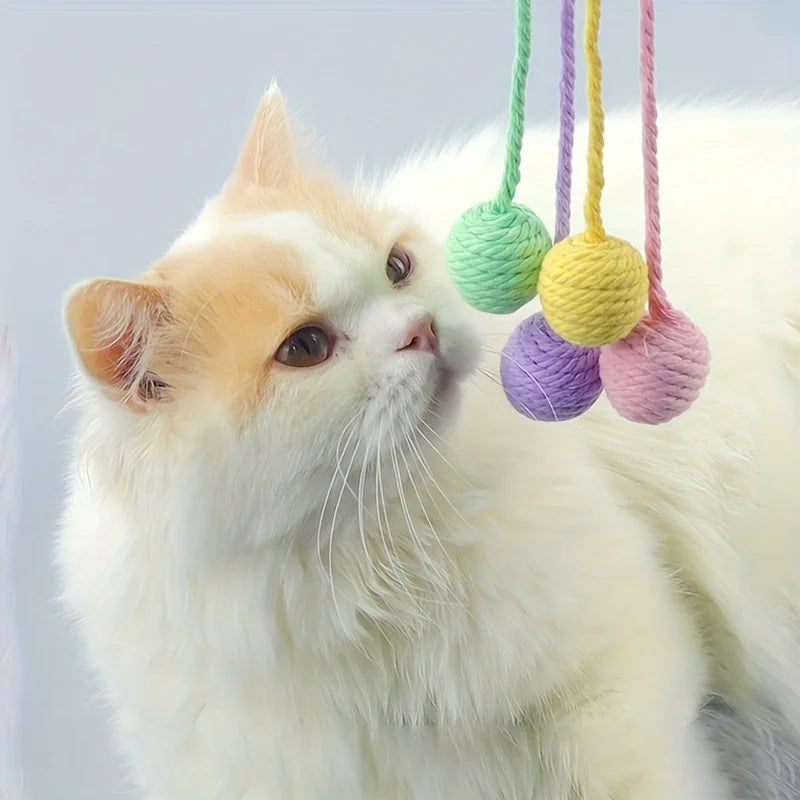 4Pcs/set Colorful Cotton Rope Ball Cat Toys Interactive Pet Toy for Cats Kittens