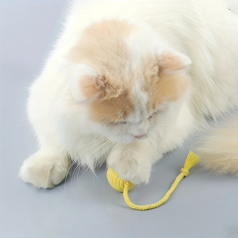 4Pcs/set Colorful Cotton Rope Ball Cat Toys Interactive Pet Toy for Cats Kittens