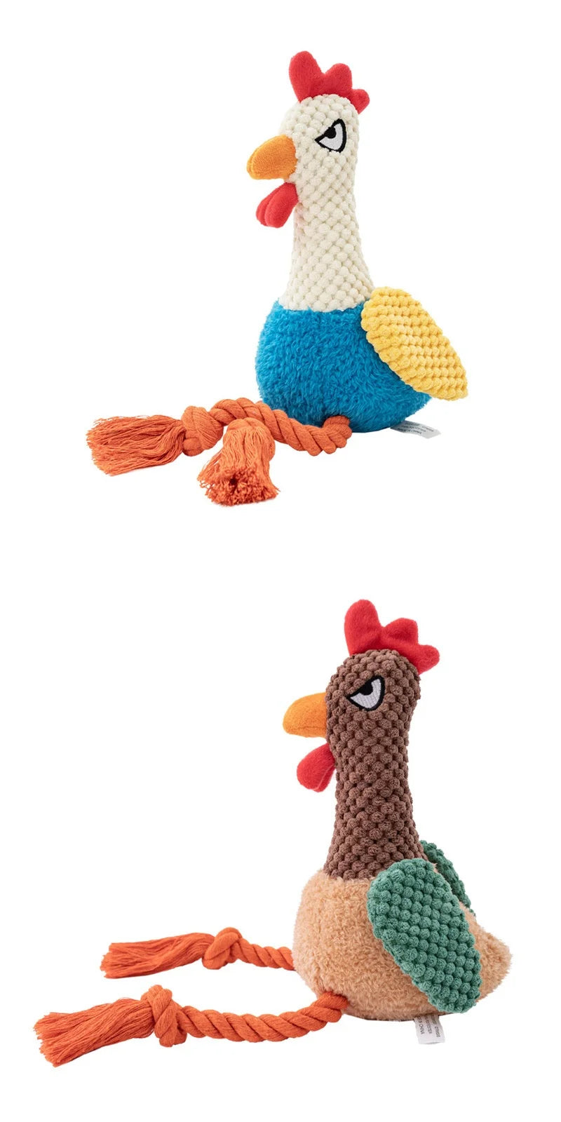 Small Plush Chicken Rope Toy with squeaker