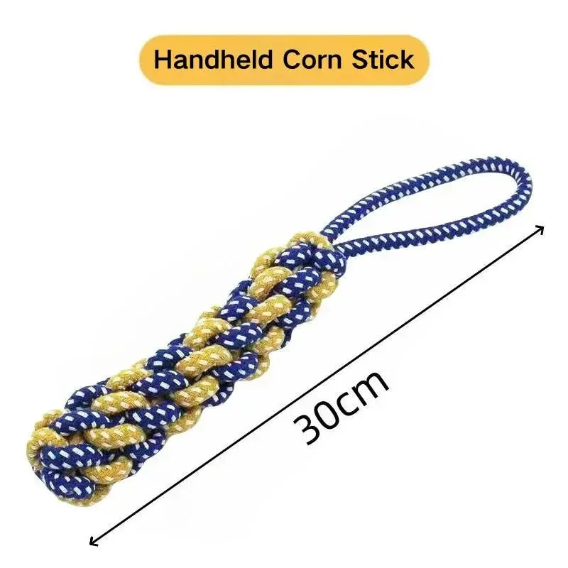 Plant-Dyed Cotton Rope Dog Chew Toy, Carrot Corn Stick & Dumbbell Shaped - Teeth Cleaning & Bite-Resistant for Small Medium Dogs