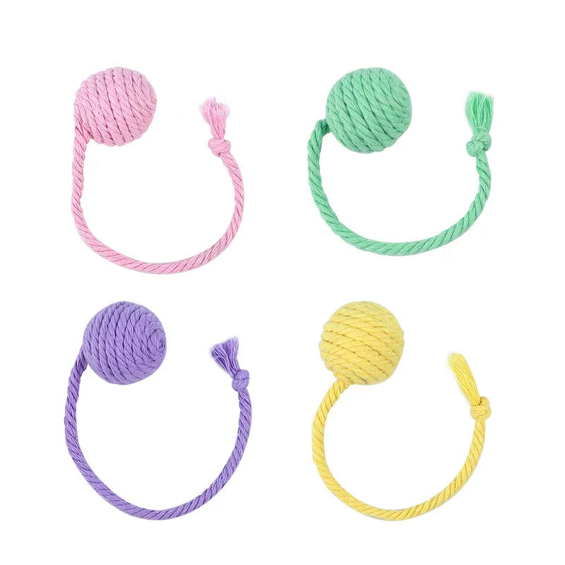 4Pcs/set Colorful Cotton Rope Ball Cat Toys Interactive Pet Toy for Cats Kittens