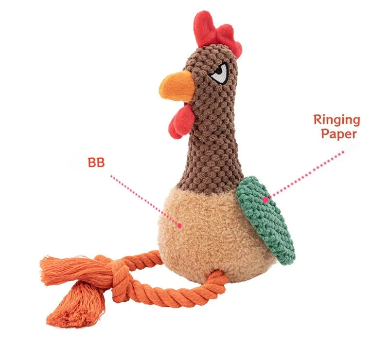 Small Plush Chicken Rope Toy with squeaker