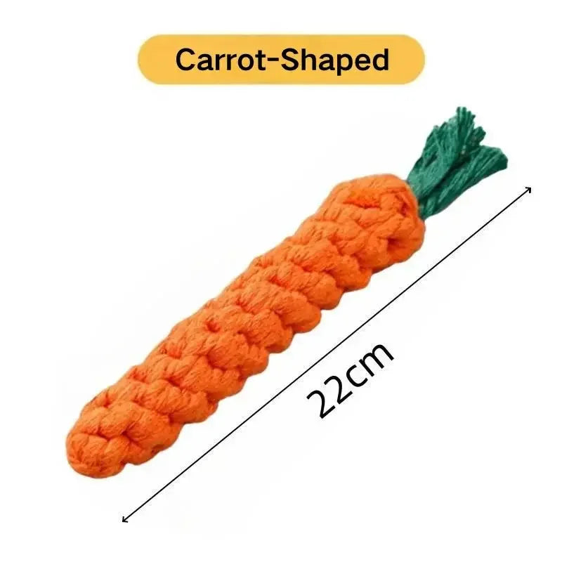 Plant-Dyed Cotton Rope Dog Chew Toy, Carrot Corn Stick & Dumbbell Shaped - Teeth Cleaning & Bite-Resistant for Small Medium Dogs