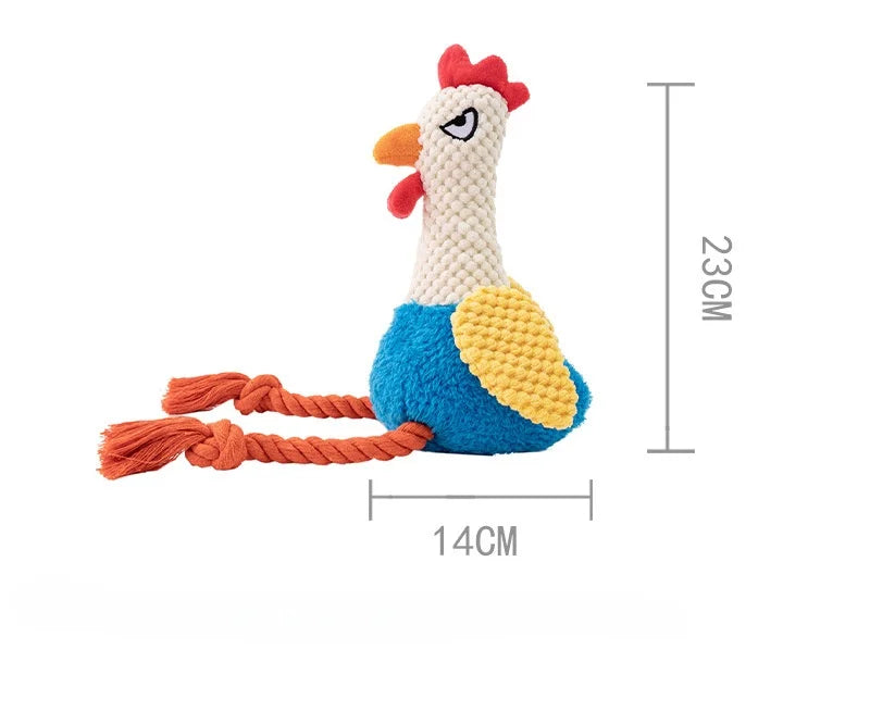 Small Plush Chicken Rope Toy with squeaker